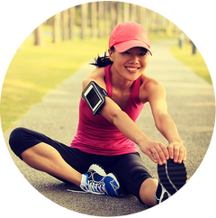 Woman stretching before run
